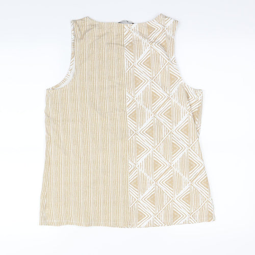 TU Womens Beige Geometric  Basic Tank Size 12