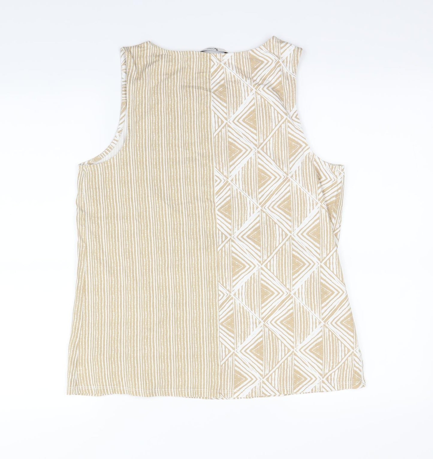 TU Womens Beige Geometric  Basic Tank Size 12
