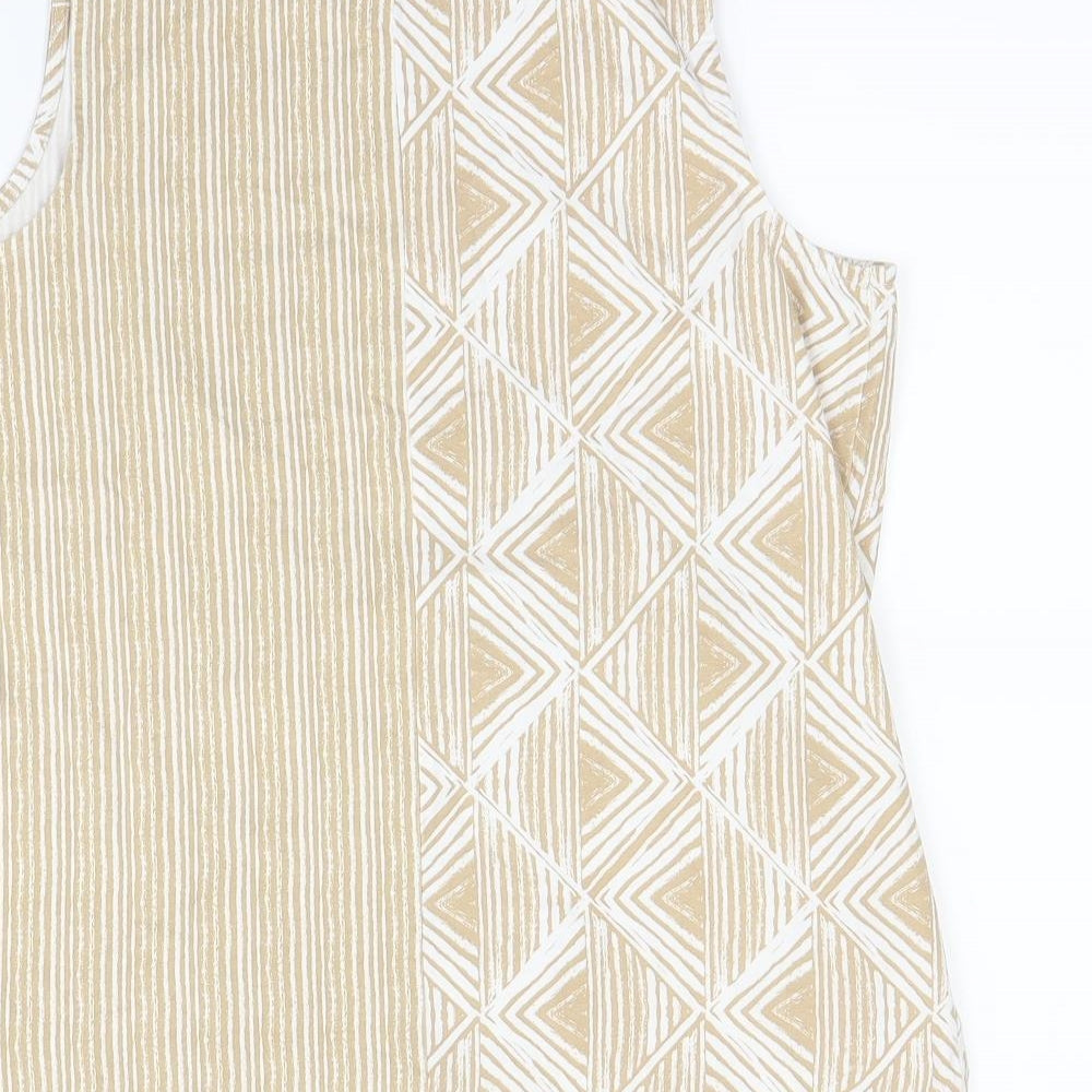 TU Womens Beige Geometric  Basic Tank Size 12