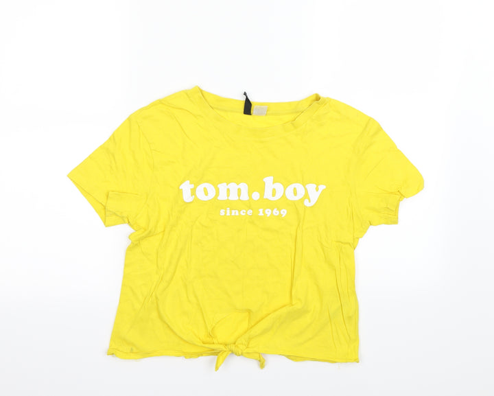 Divided Womens Yellow Cropped T-Shirt Size S