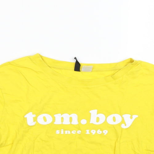 Divided Womens Yellow   Cropped T-Shirt Size S