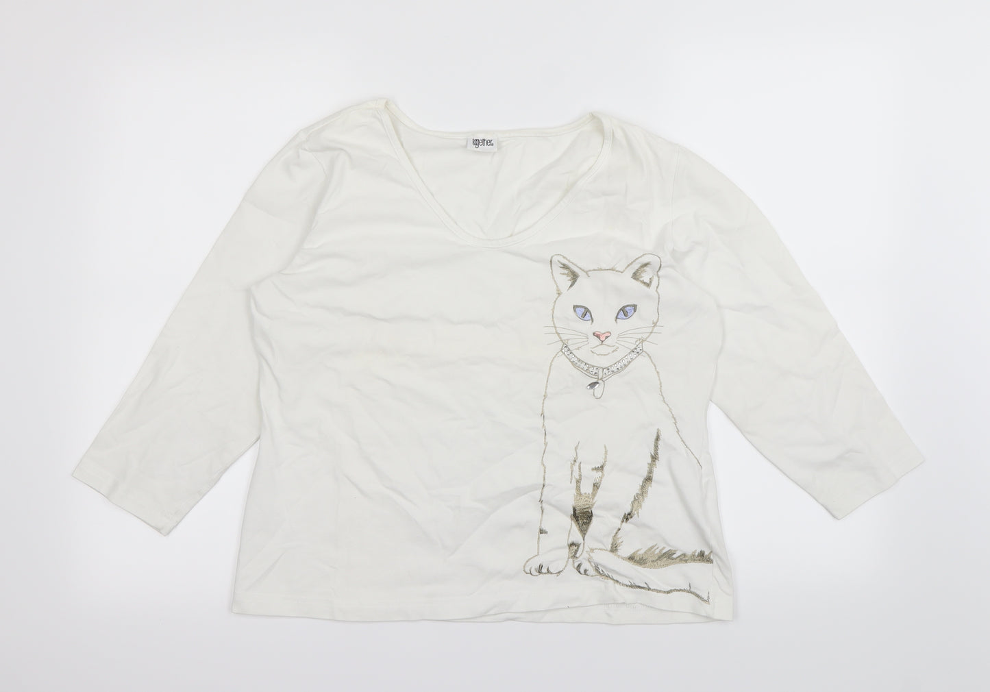 Together Womens White   Basic T-Shirt Size 18