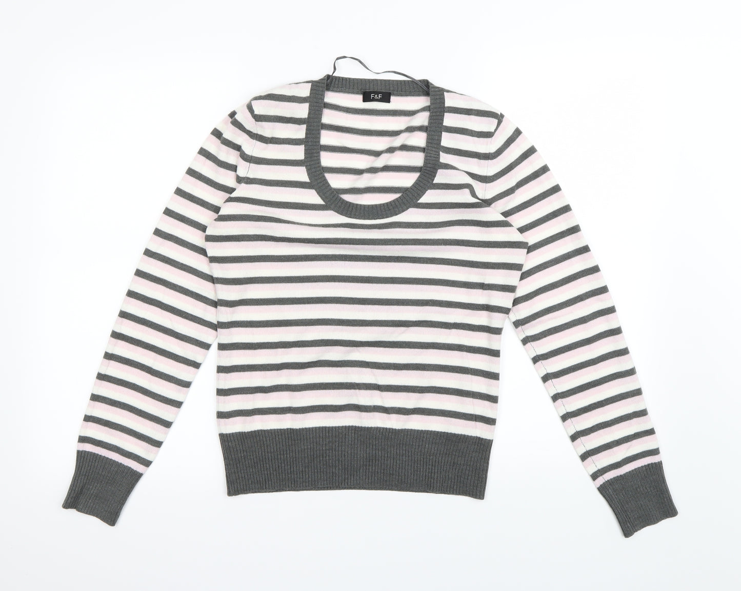F&F Womens Multicoloured Striped  Pullover Sweatshirt Size 12