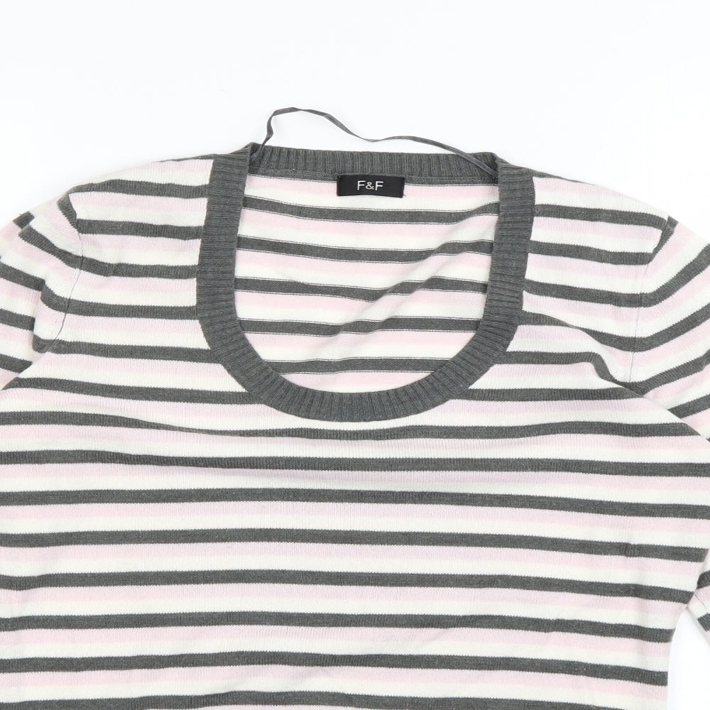 F&F Womens Multicoloured Striped  Pullover Sweatshirt Size 12