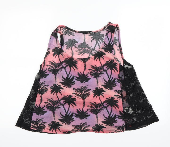 Atmosphere Womens Black Floral  Basic Tank Size 14