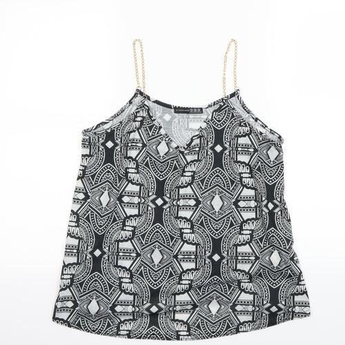 Atmosphere Womens Black Geometric  Basic Tank Size 10