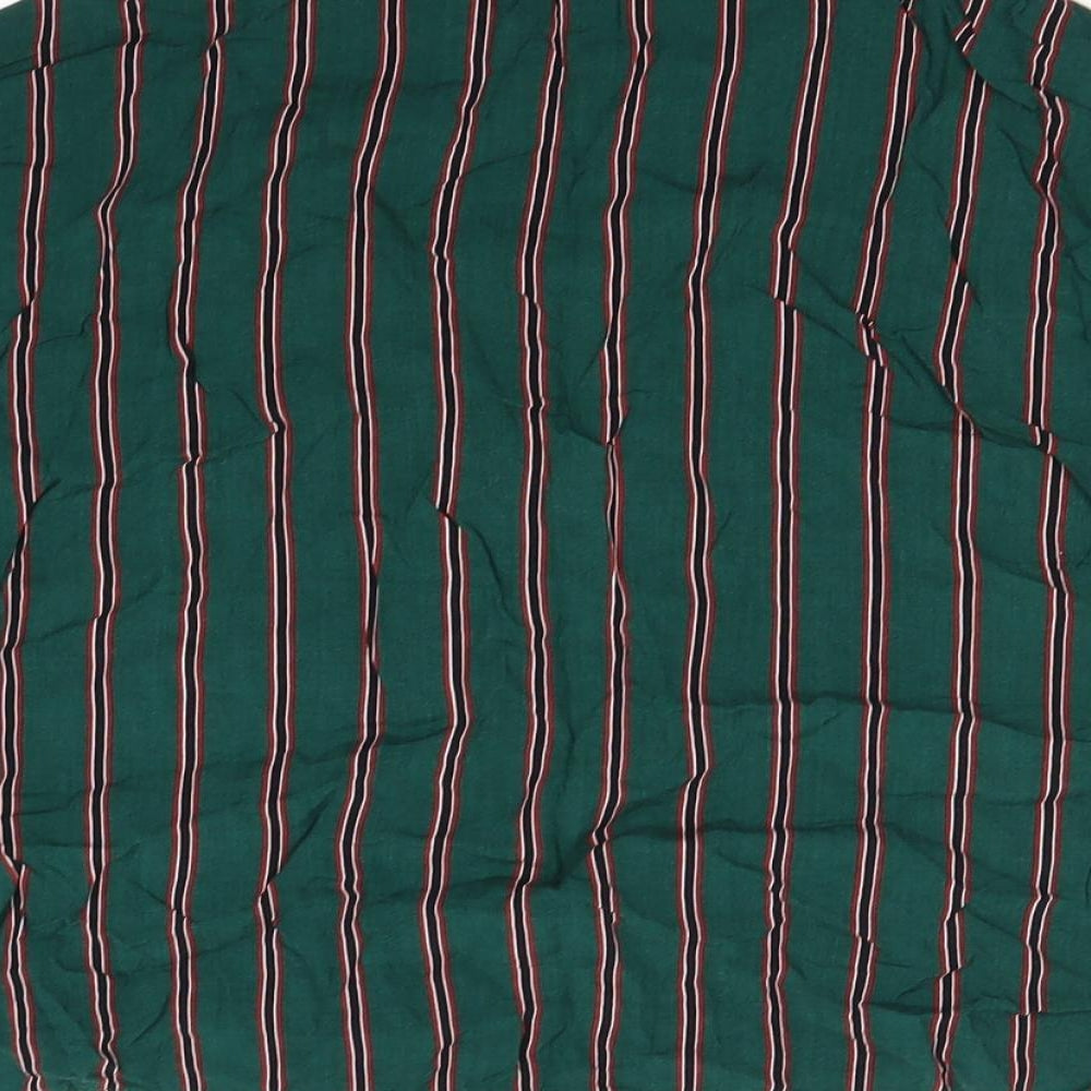 Pull&Bear Womens Green Striped  Basic Button-Up Size S