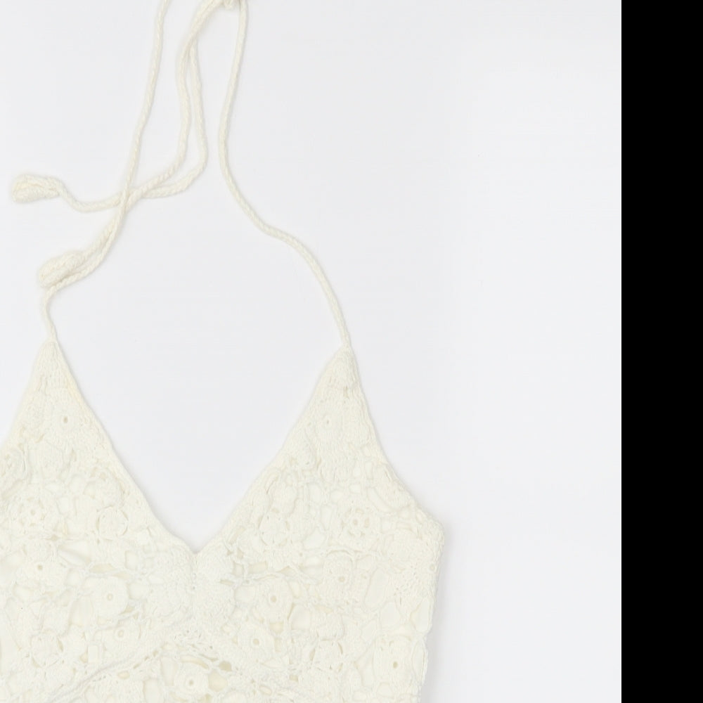 Jane Norman Womens Ivory  Crochet Basic Blouse Size 10