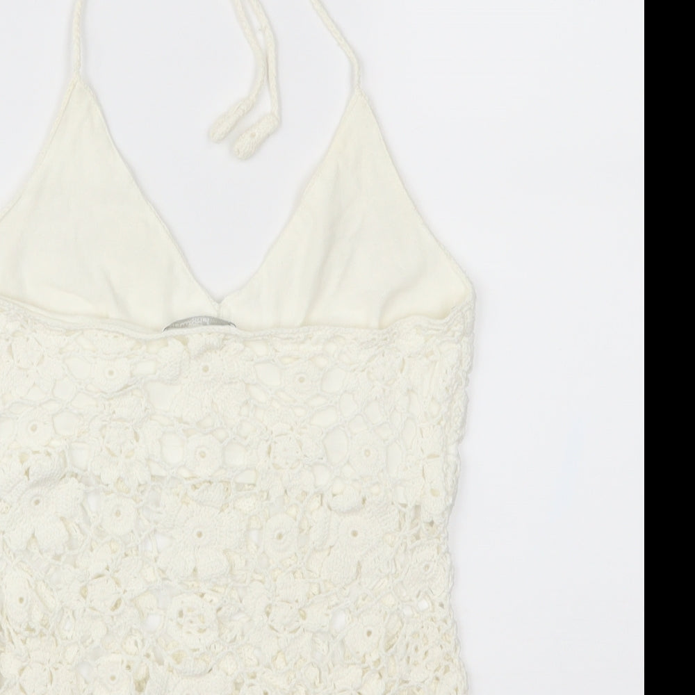 Jane Norman Womens Ivory  Crochet Basic Blouse Size 10