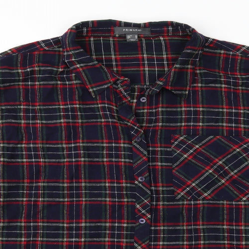 Primark Womens Blue Check  Basic Button-Up Size 20  - Brushed cotton