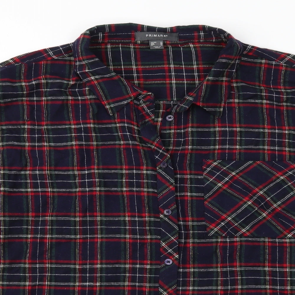 Primark Womens Blue Check  Basic Button-Up Size 20  - Brushed cotton