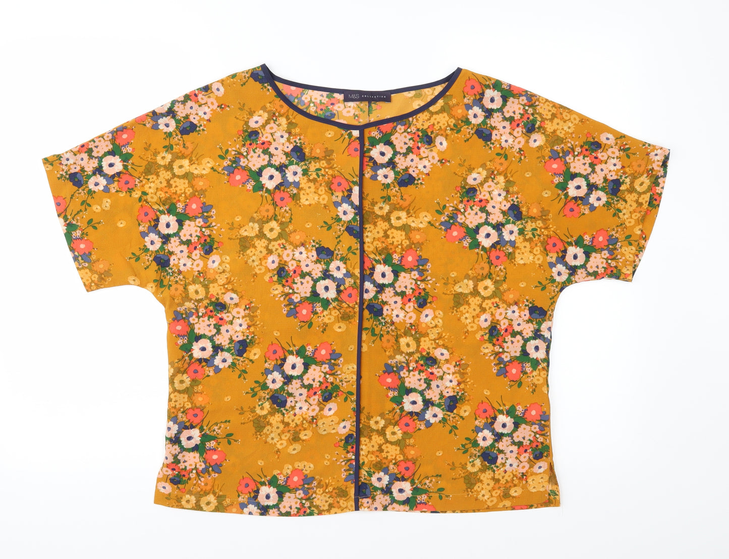Marks and Spencer Womens Orange Floral  Basic Blouse Size 10
