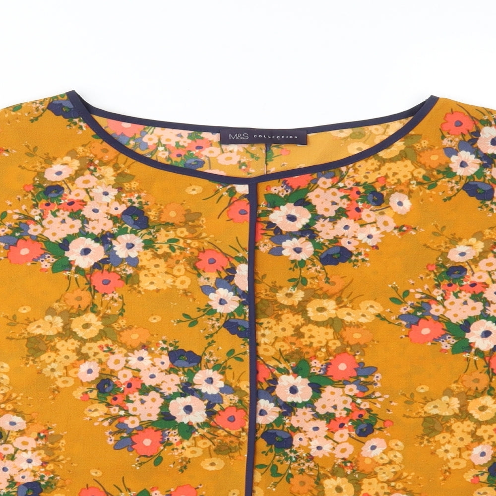 Marks and Spencer Womens Orange Floral  Basic Blouse Size 10