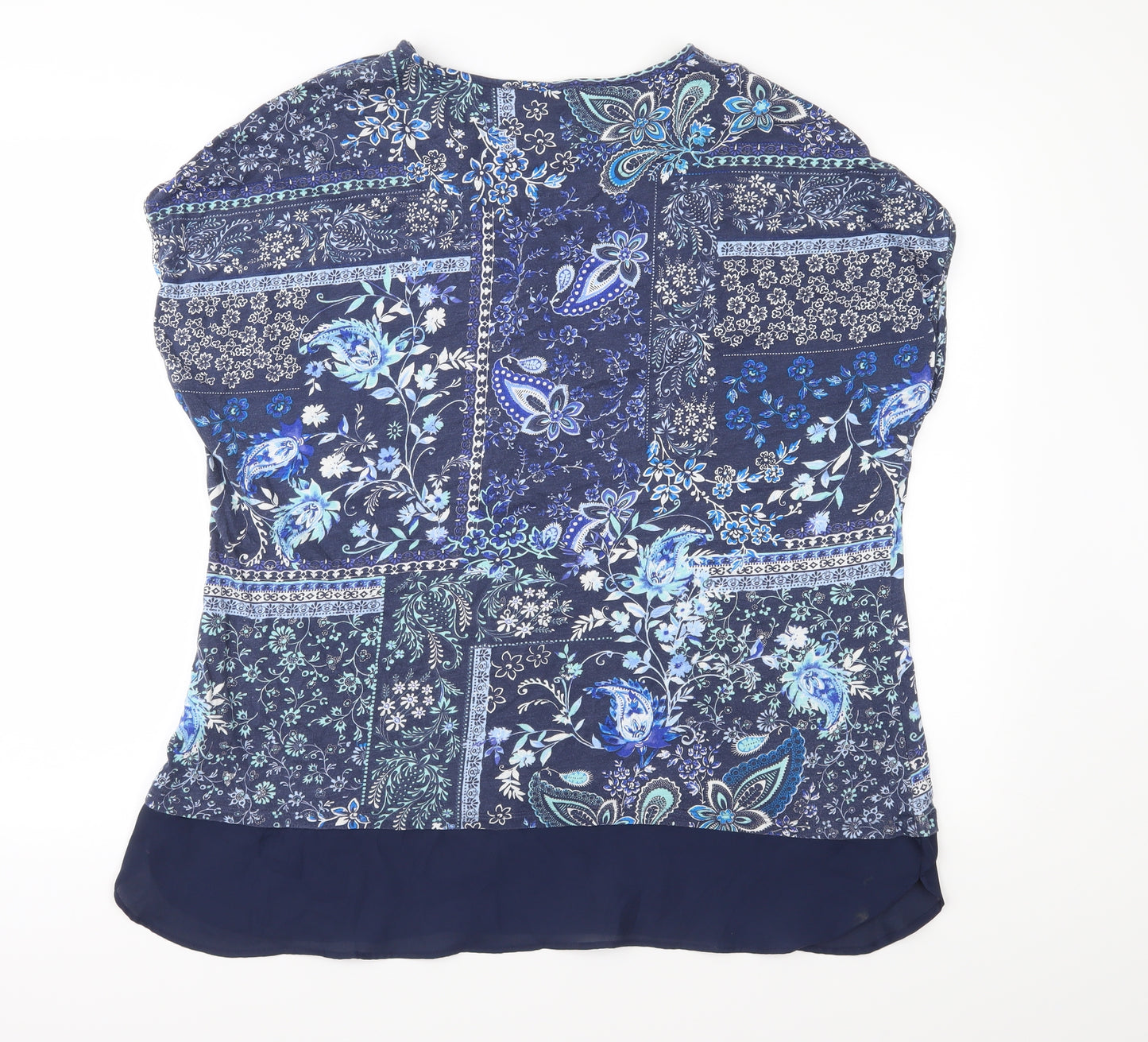 Marks and Spencer Womens Blue Floral Jersey Basic T-Shirt Size 20