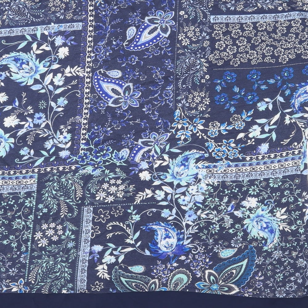 Marks and Spencer Womens Blue Floral Jersey Basic T-Shirt Size 20