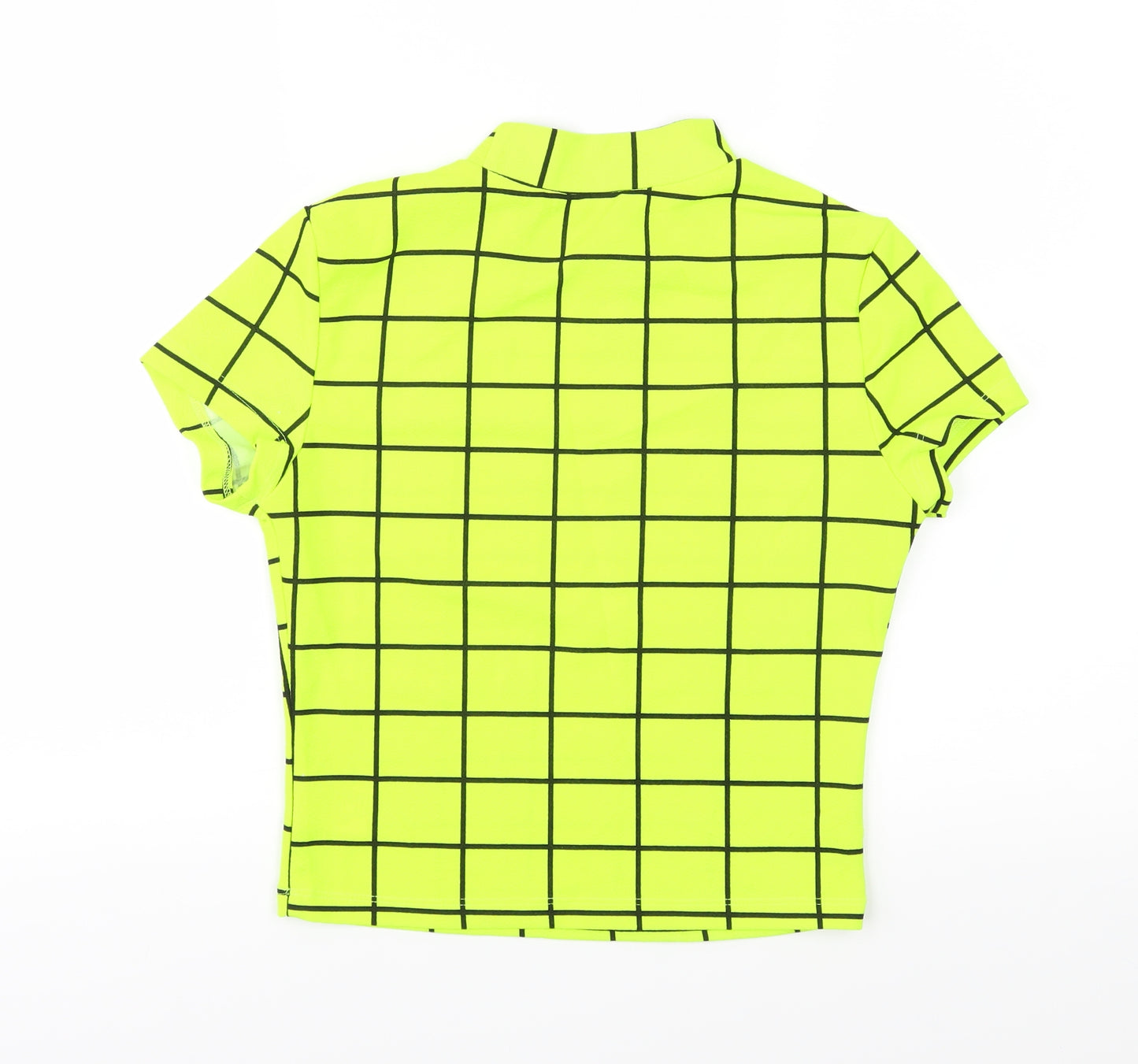 SheIn Womens Yellow Check  Basic T-Shirt Size 8