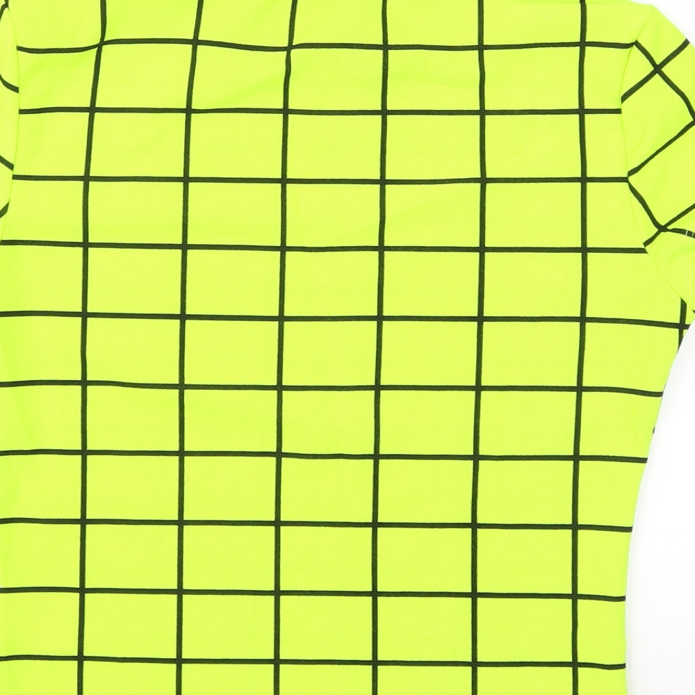 SheIn Womens Yellow Check  Basic T-Shirt Size 8