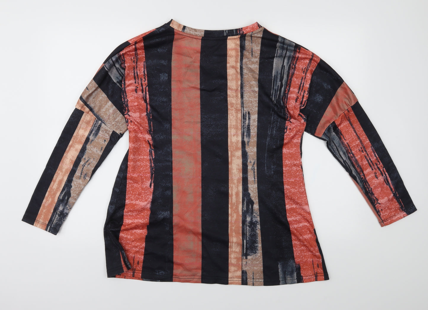Exclusive Womens Orange Striped  Basic T-Shirt Size L