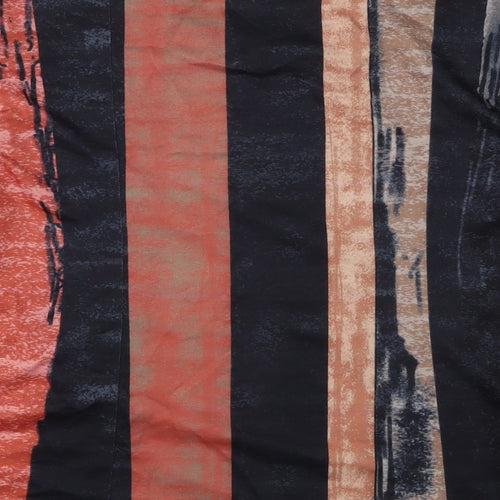 Exclusive Womens Orange Striped  Basic T-Shirt Size L