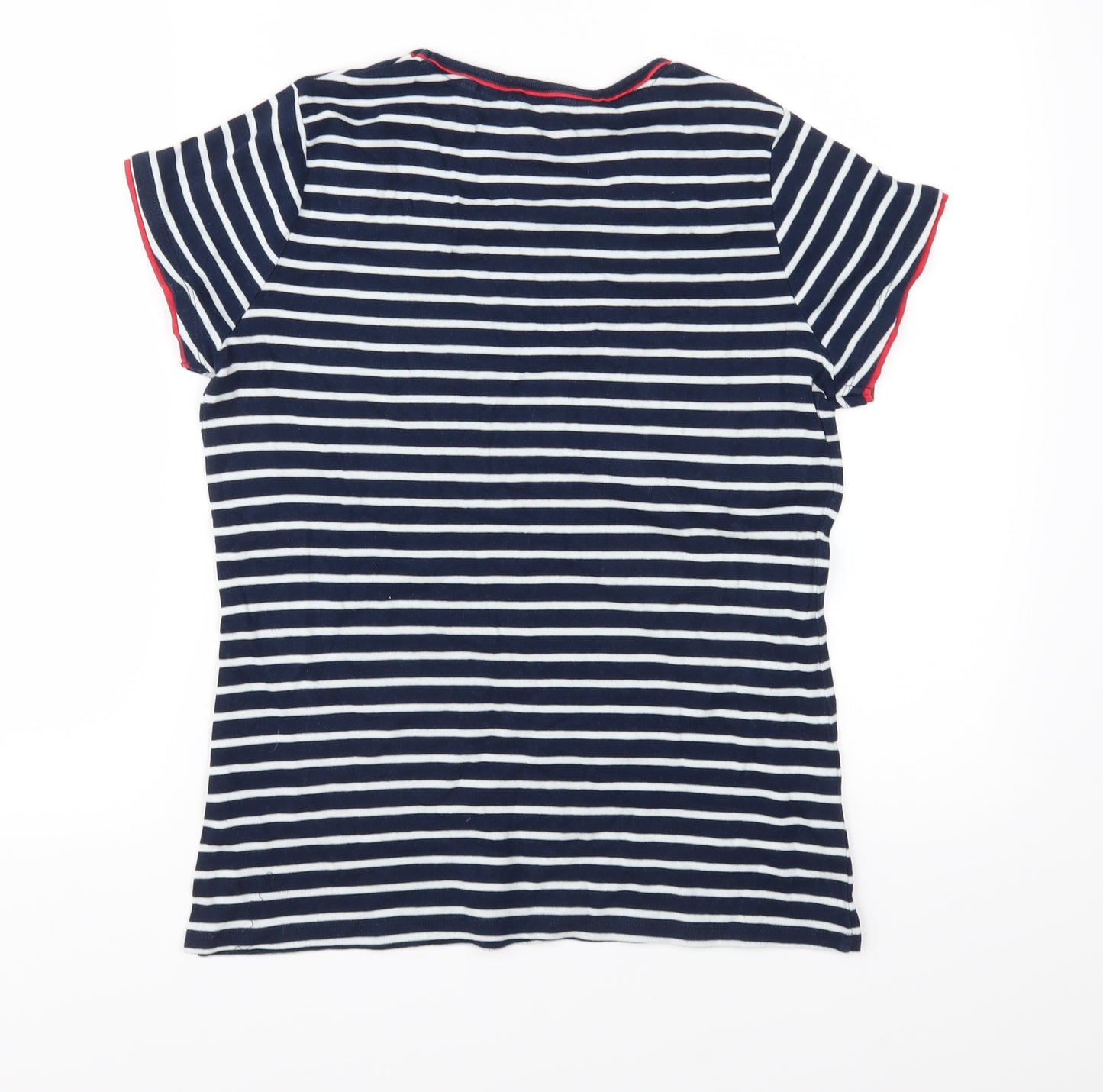 TU Womens Black Striped Jersey Ringer T-Shirt Size 16