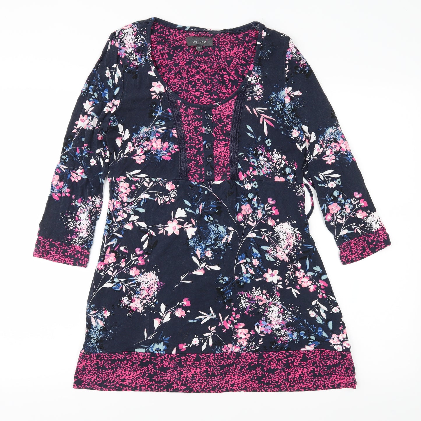 Marks and Spencer Womens Blue Floral Jersey Tunic Blouse Size 10