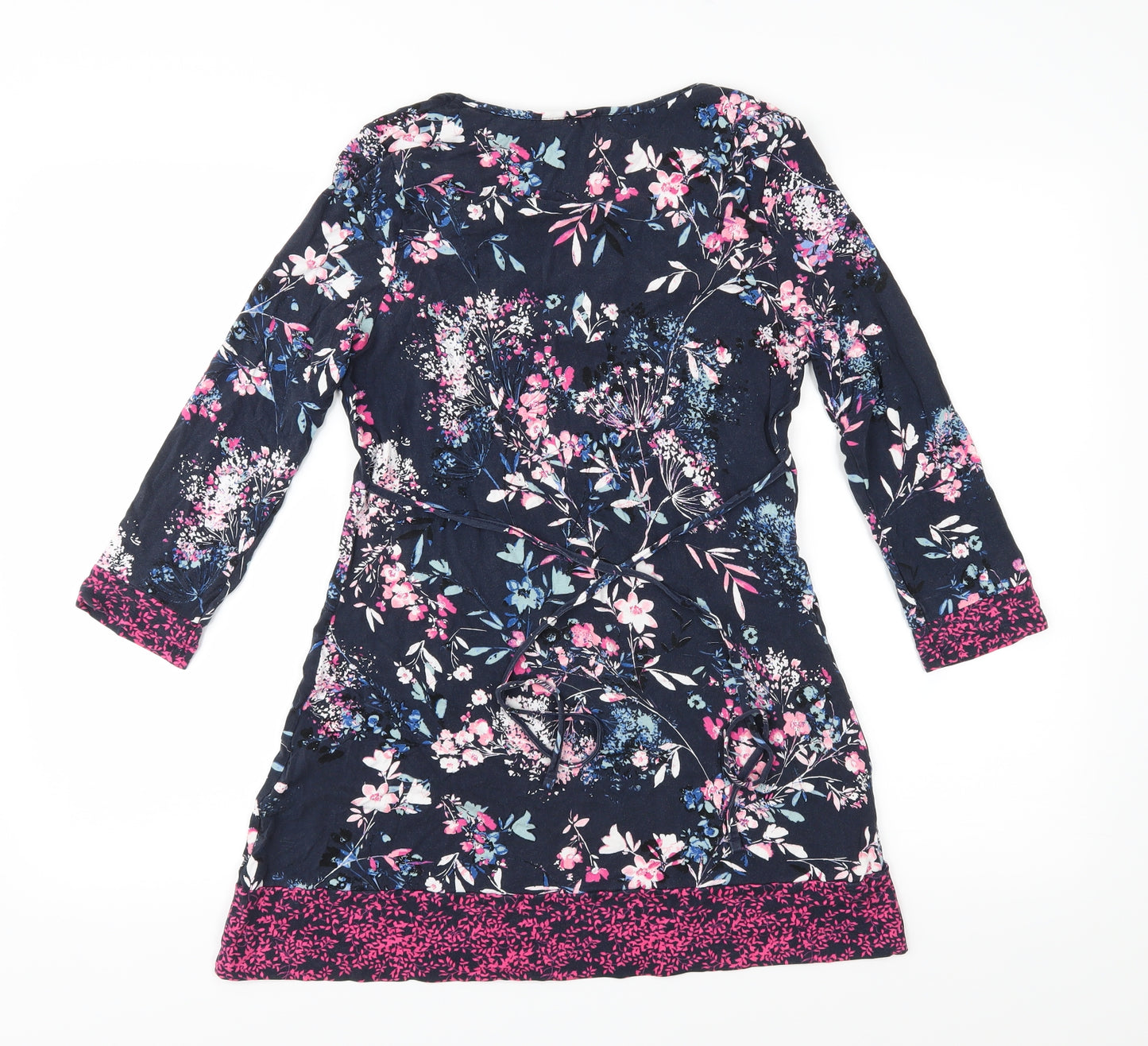 Marks and Spencer Womens Blue Floral Jersey Tunic Blouse Size 10