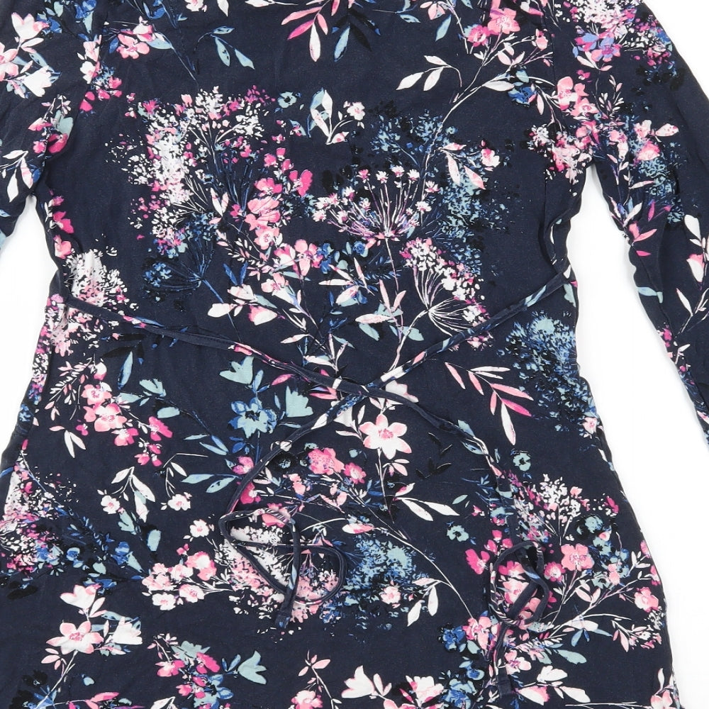 Marks and Spencer Womens Blue Floral Jersey Tunic Blouse Size 10