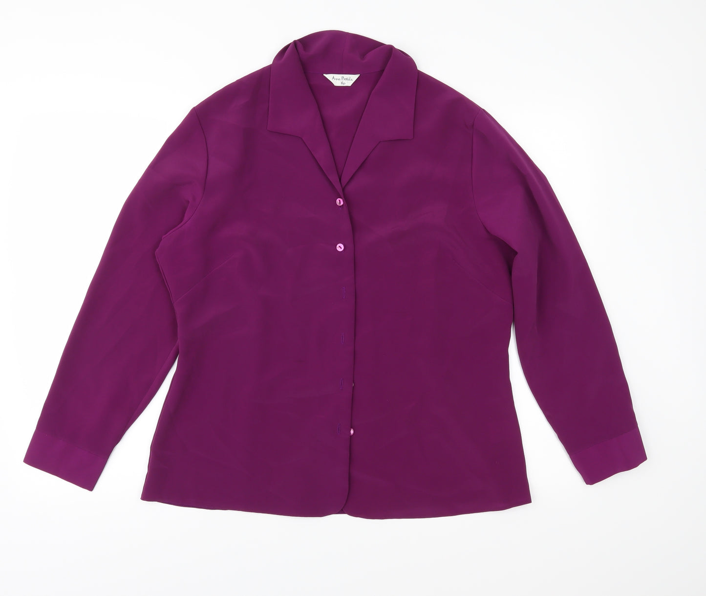 Anne Morella Womens Purple   Basic Blouse Size 16