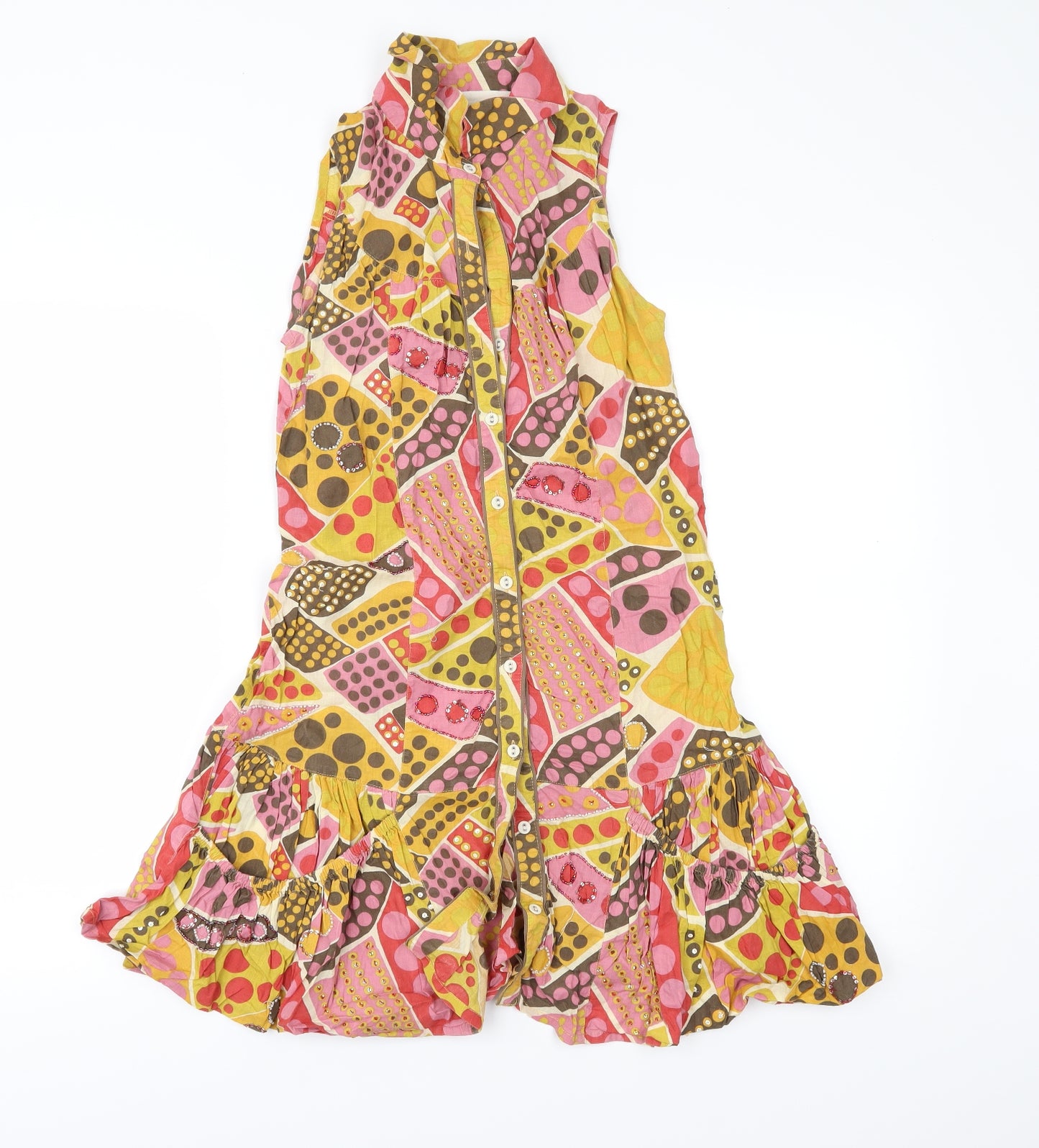 River Island Womens Yellow Geometric  Fit & Flare  Size 10