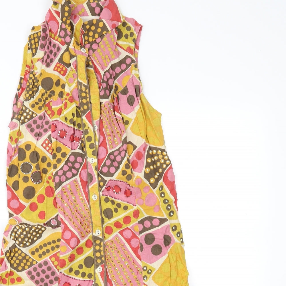 River Island Womens Yellow Geometric  Fit & Flare  Size 10