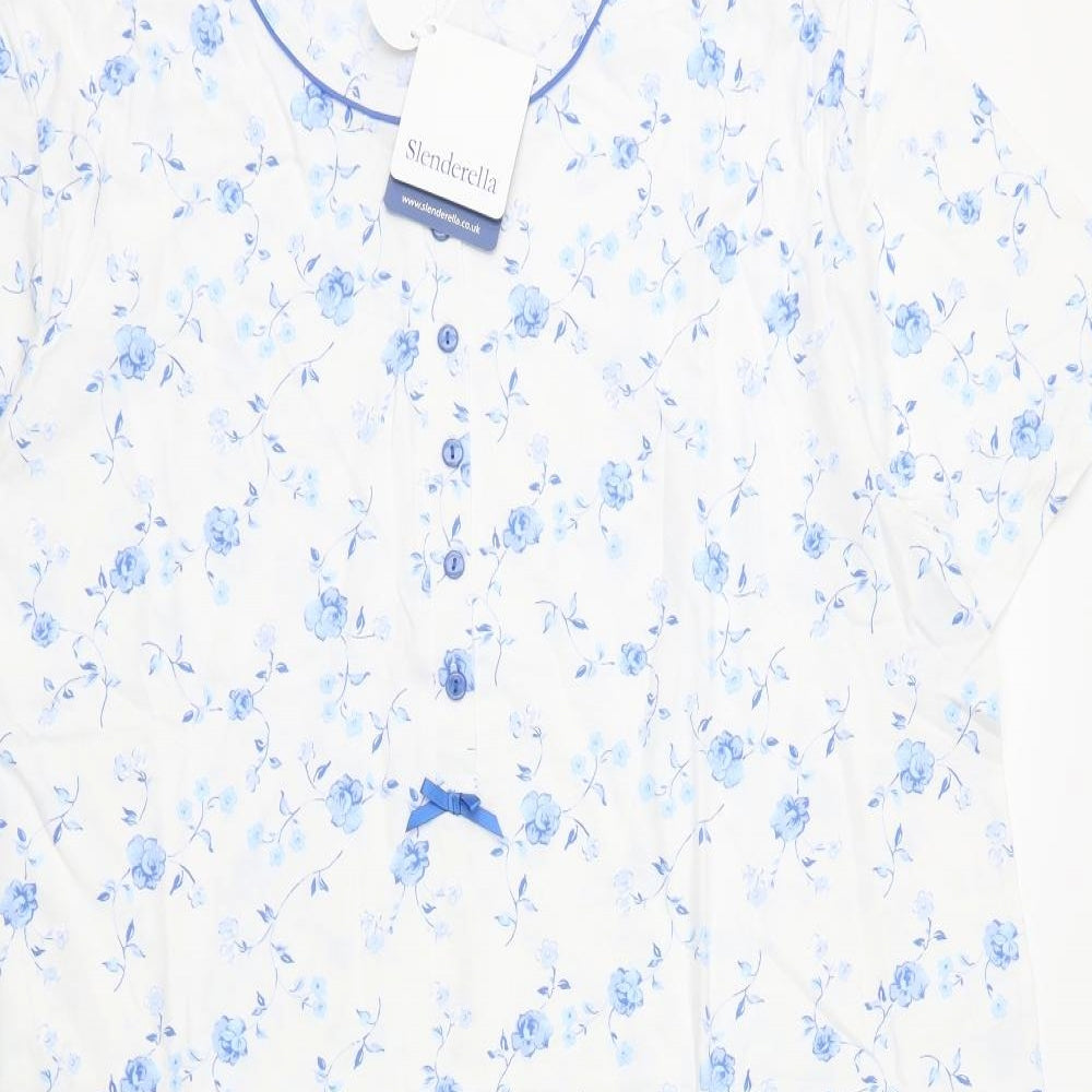 Slenderella Womens White Floral Jersey  Dress Size 20