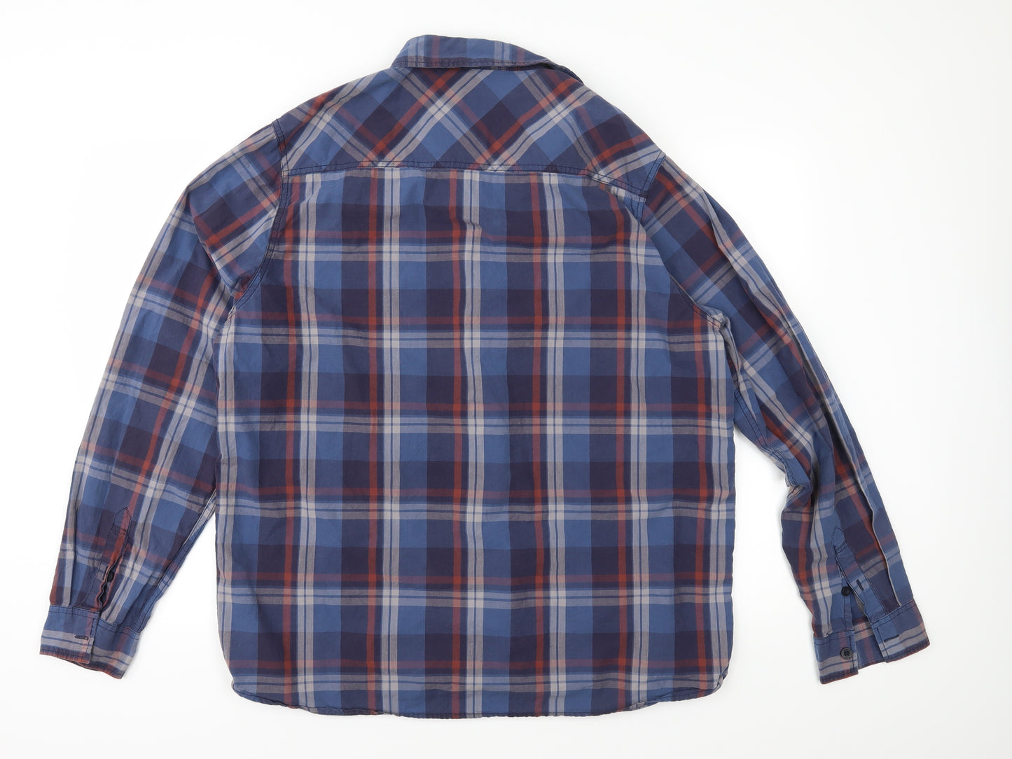 Weird Fish Mens Blue Check   Button-Up Size 2XL