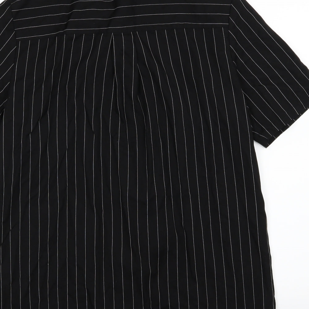 Weekday Mens Black Striped Woven  Button-Up Size XS