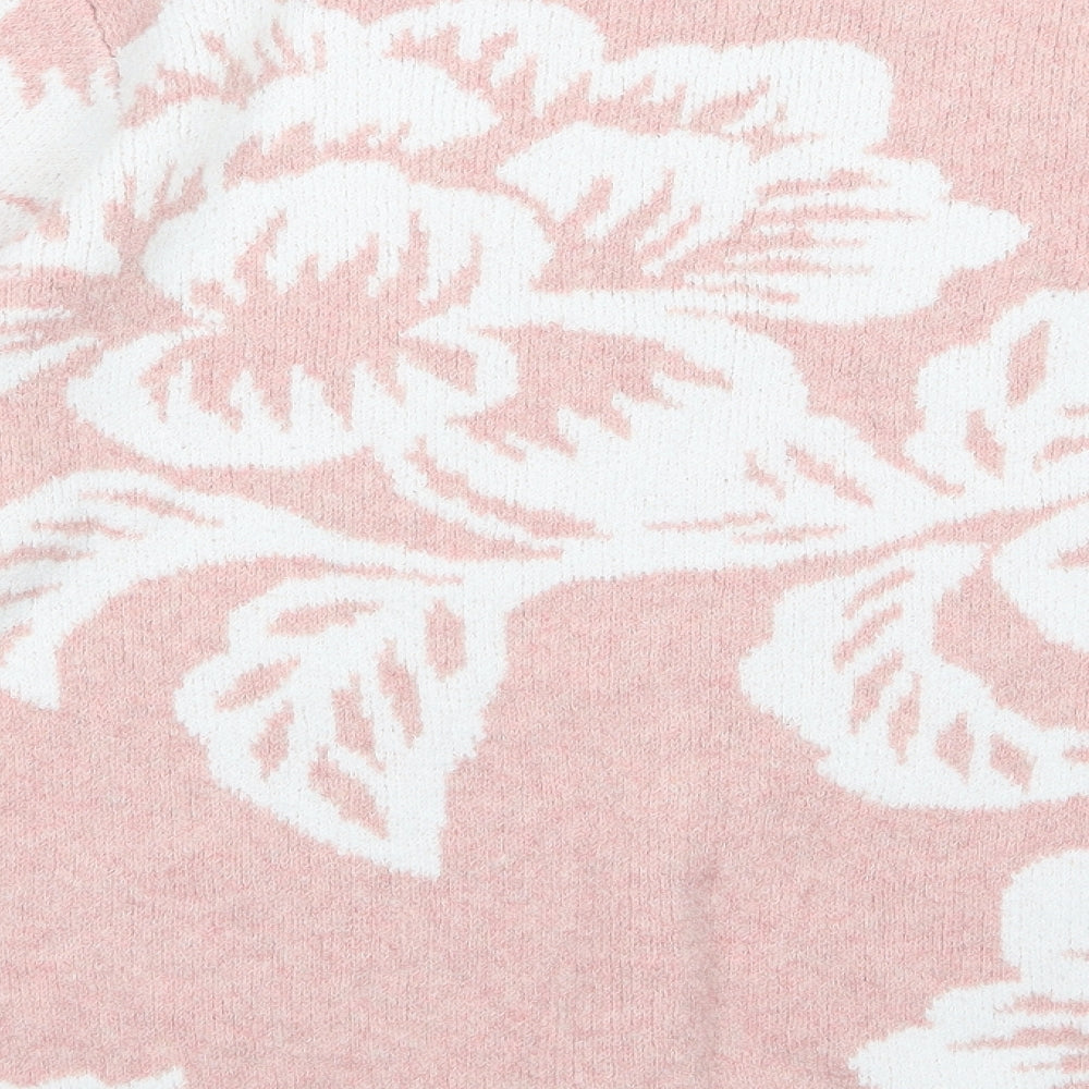 Bonmarché Womens Pink Floral Knit Pullover Jumper Size 18