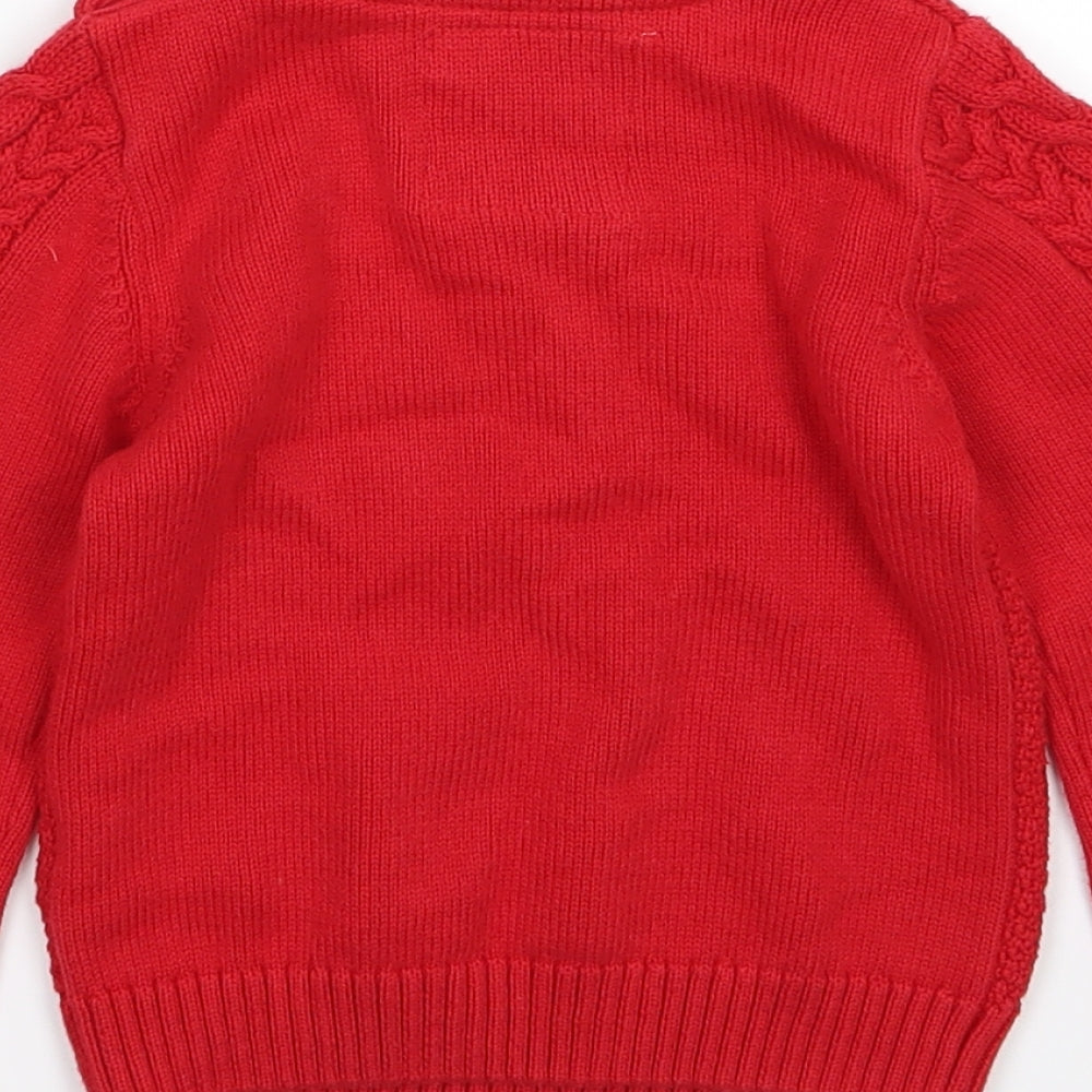F&F Girls Red  Knit Pullover Jumper Size 18-24 Months