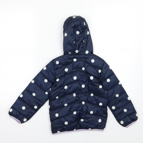Marks and Spencer Girls Blue Polka Dot  Basic Coat Coat Size 5-6 Years
