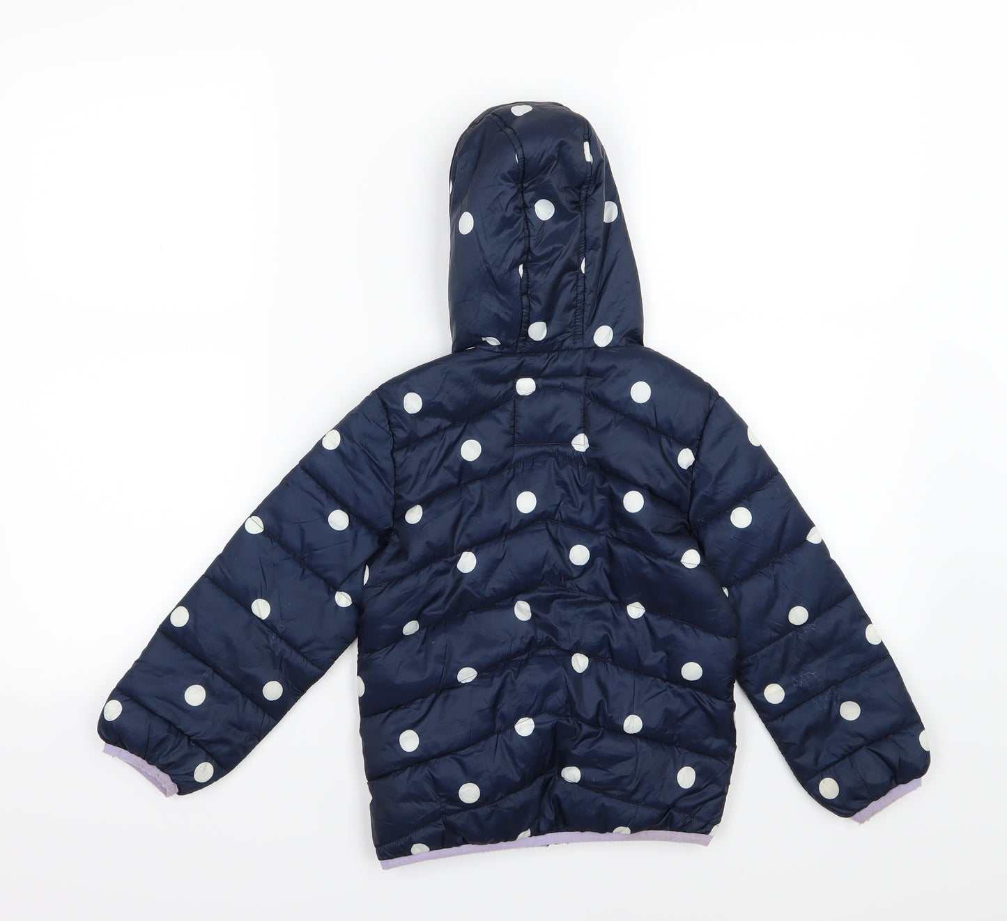 Marks and Spencer Girls Blue Polka Dot  Basic Coat Coat Size 5-6 Years