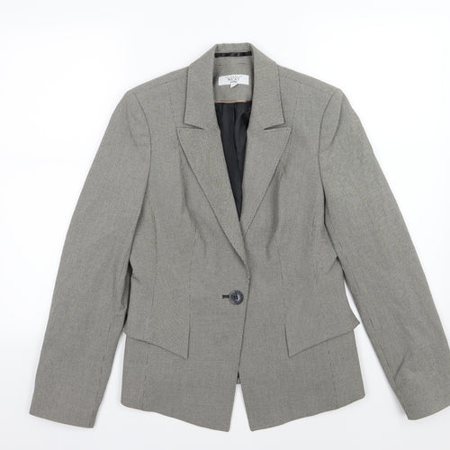 NEXT Womens Grey Houndstooth Rayon Jacket Suit Jacket Size 10