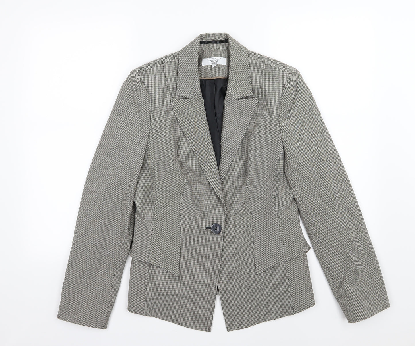 NEXT Womens Grey Houndstooth Rayon Jacket Suit Jacket Size 10