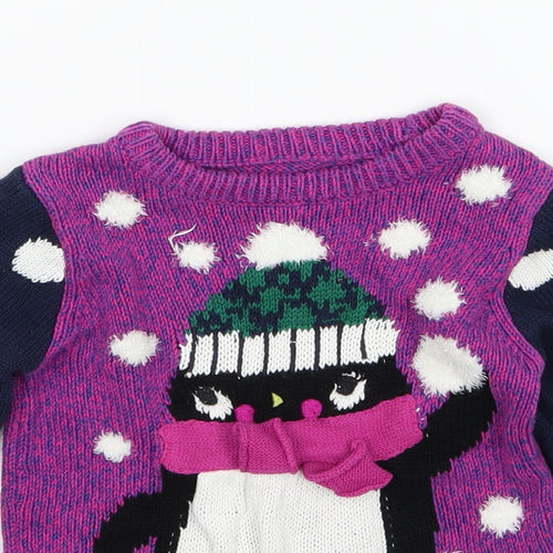 Nutmeg Girls Multicoloured Polka Dot Knit Pullover Jumper Size 2-3 Years  - snowman
