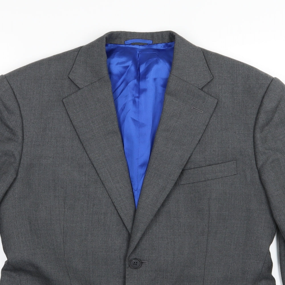 Preworn Mens Grey  Rayon Jacket Suit Jacket Size 36