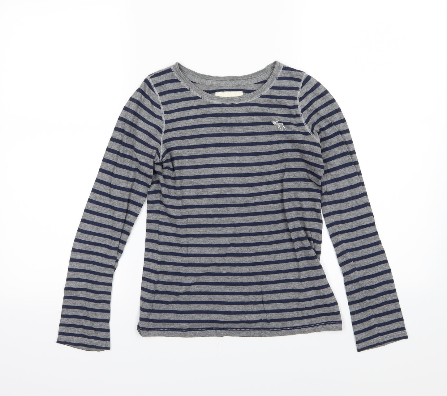 abercrombie kids Boys Grey Striped Jersey Basic T-Shirt Size M