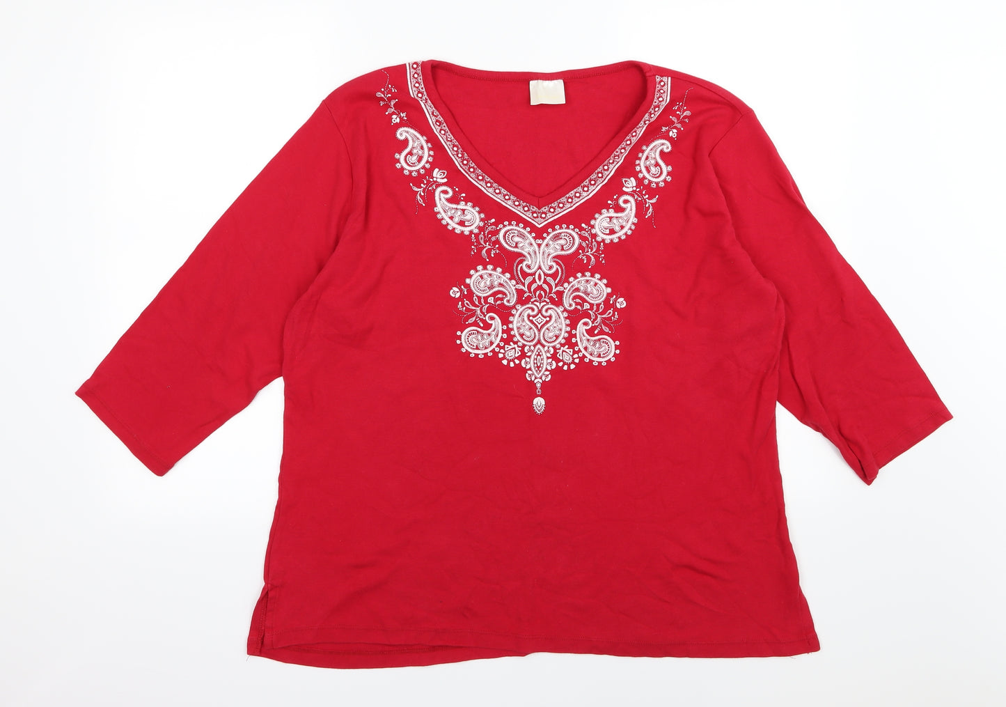 Casual Comfort Womens Red Paisley Jersey Pullover Jumper Size 26