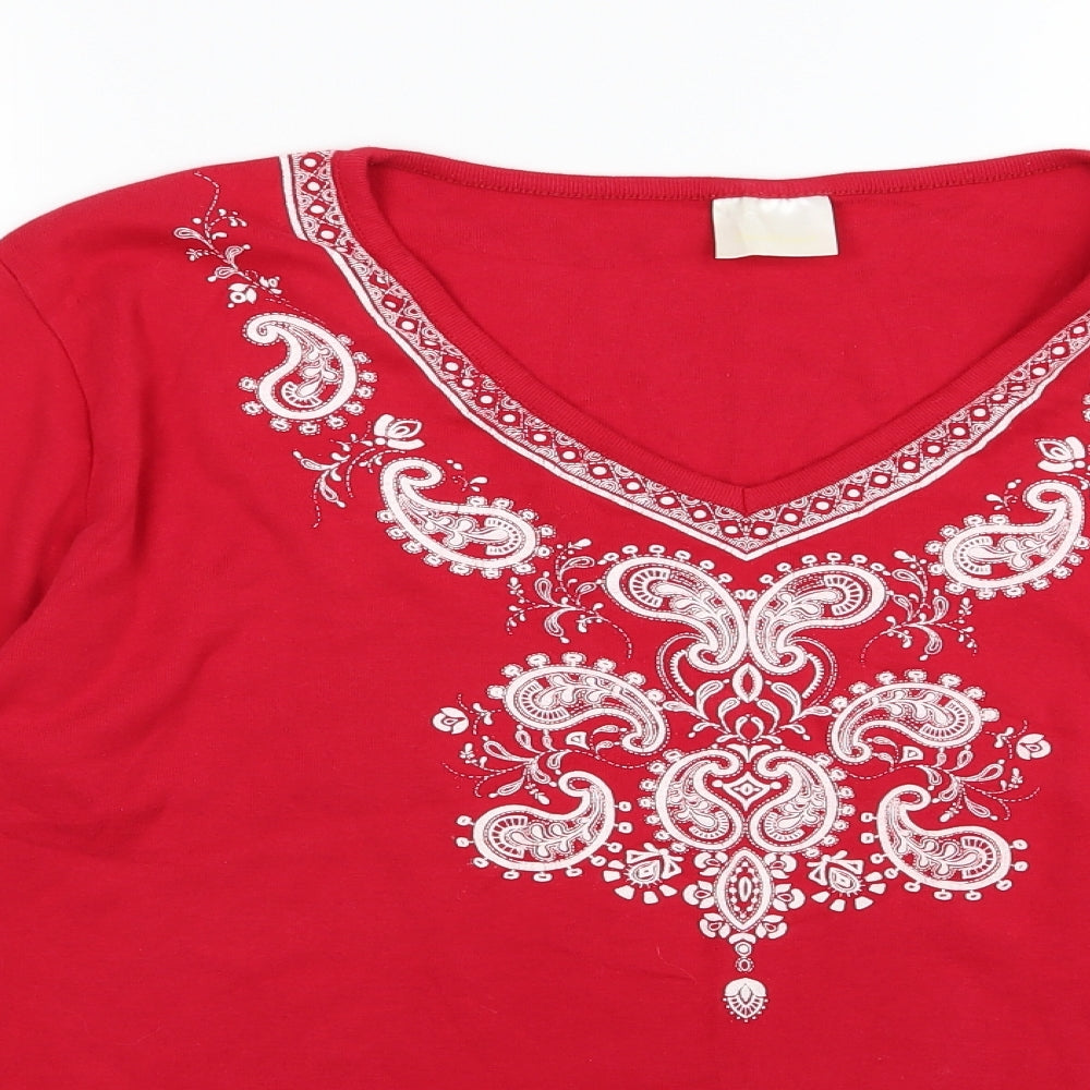 Casual Comfort Womens Red Paisley Jersey Pullover Jumper Size 26