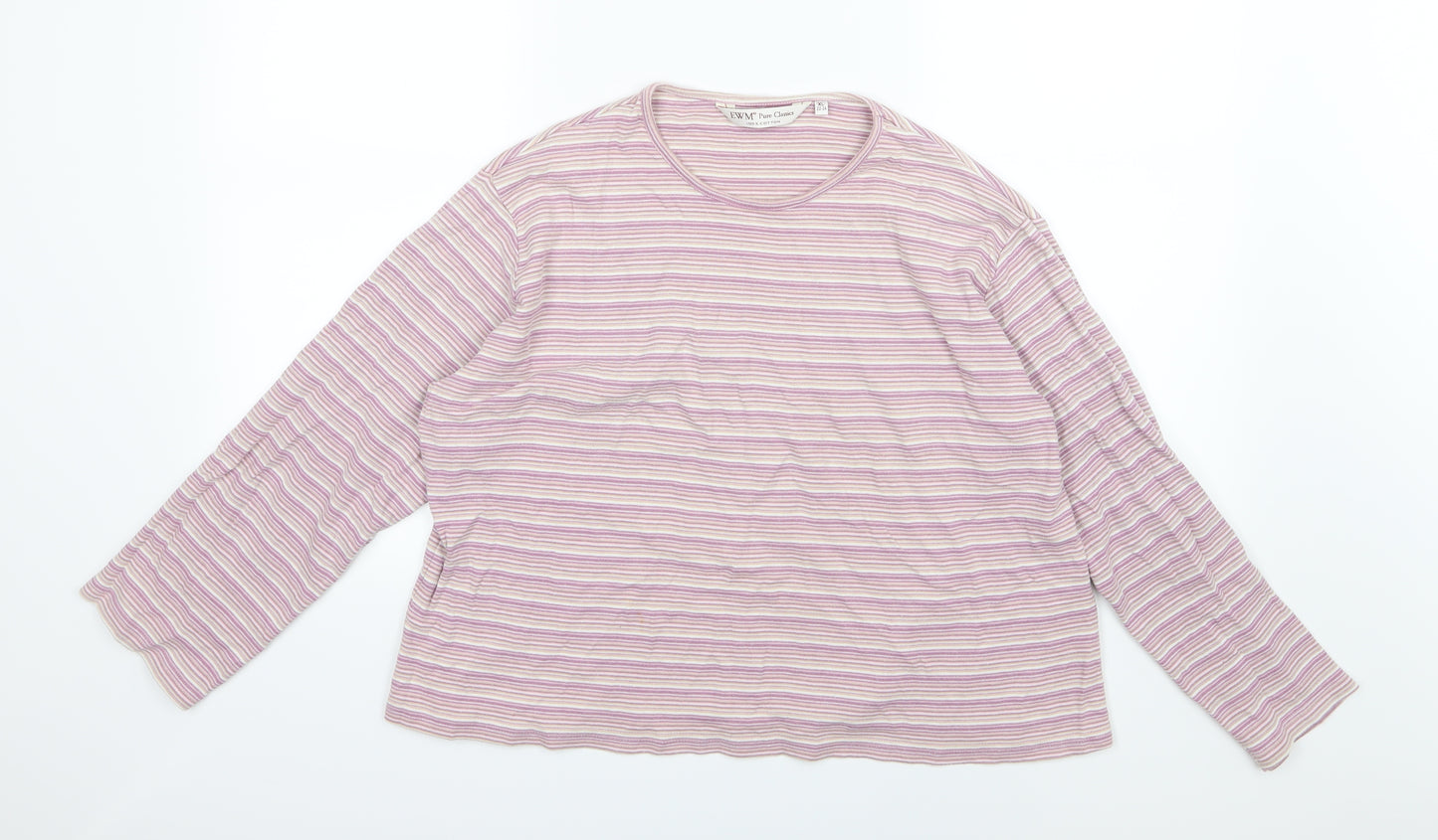 EWM Womens Multicoloured Striped Jersey Basic T-Shirt Size XL
