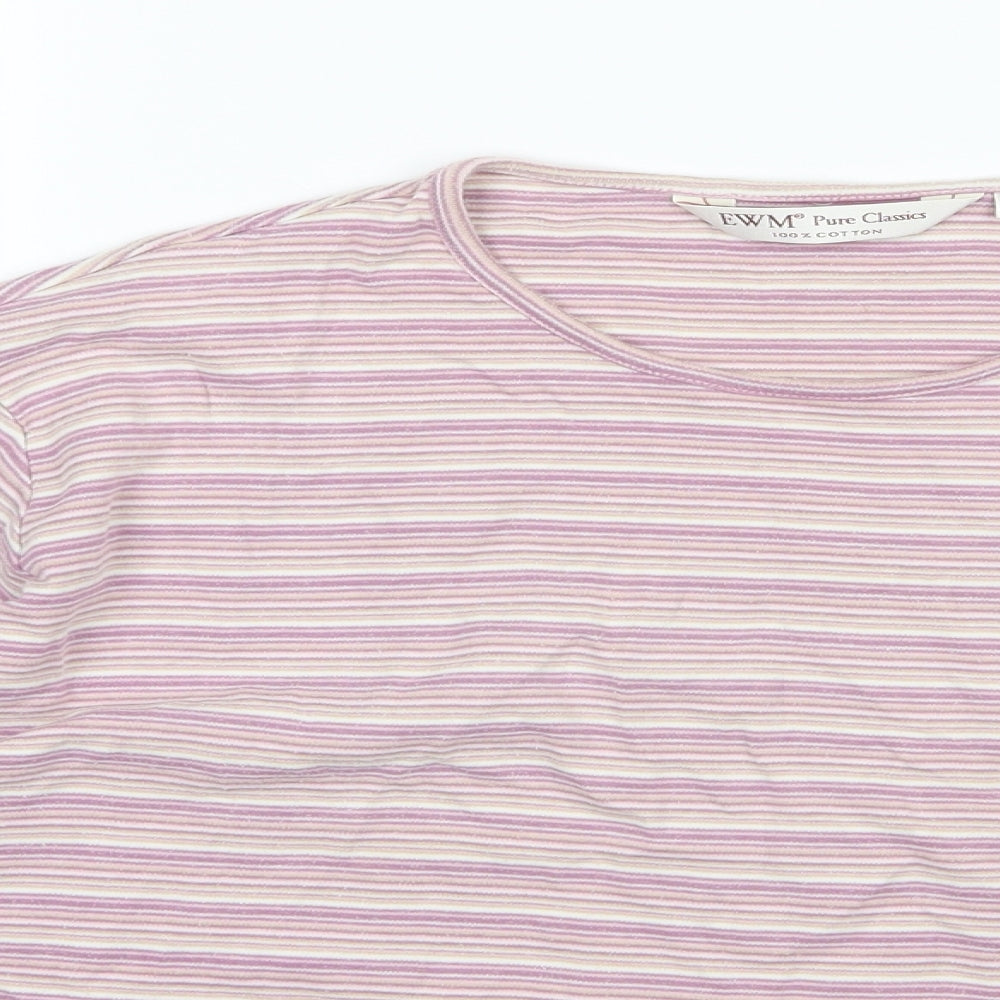 EWM Womens Multicoloured Striped Jersey Basic T-Shirt Size XL