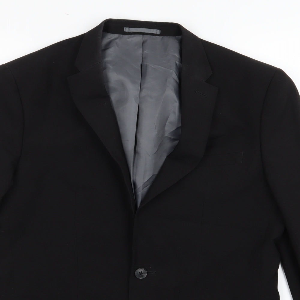 Cedar Wood State Mens Black  Rayon Jacket Suit Jacket Size 38