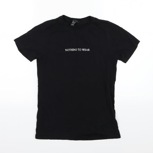 New Look Womens Black  Jersey Basic T-Shirt Size 6  - Nothing To Wear Slogan