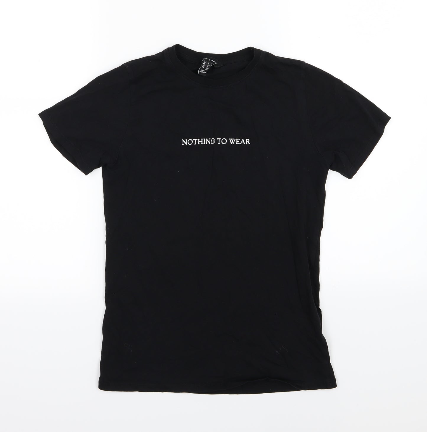 New Look Womens Black  Jersey Basic T-Shirt Size 6  - Nothing To Wear Slogan