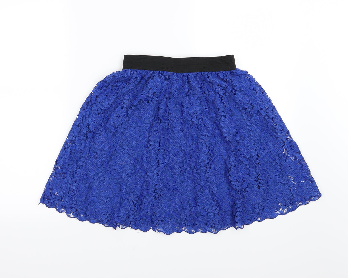 Divided by H&M Womens Blue Floral Mesh A-Line Skirt Size 8